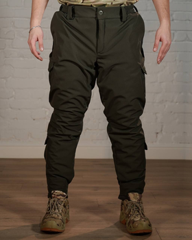 Зимові тактичні штани SoftShell з утеплювачем ХОЛОСОФТ олива теплі водонепроникаючі L - (50)