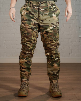 Зимові тактичні штани ГРЕТА з утеплювачем ХОЛОСОФТ мультикам теплі водонепроникаючі XL - (52)