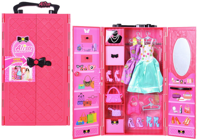 Шафа мрії для ляльок Askato з одягом та аксесуарами Рожева (6901440113067)