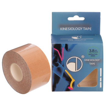 Кинезио тейп в рулоні 3,8 см х 5м (Kinesio tape) еластичний пластир BC-4863-3,8 Бежевий