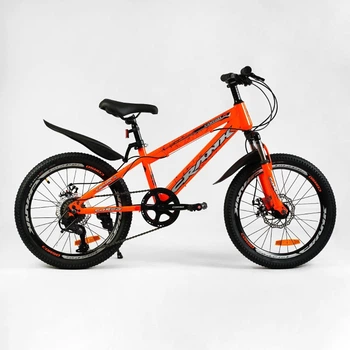 Детский спортивный велосипед 20’’ CORSO «Crank» CR-20501 стальная рама, оборудование Saiguan 7 скоростей, крылья, собран на 75%