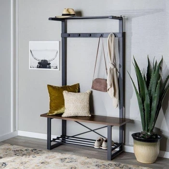 Дизайнерська Підлогова вішалка в стилі Loft Design 120x30x200h Чорний/Дерево ATL891