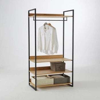 Дизайнерская Напольная вешалка в стиле Loft Design 120x40x180h Черный/Дерево ATL135