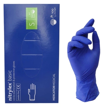 Перчатки нитриловые NITRYLEX синие S 100 шт