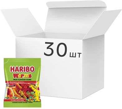 Упаковка конфет жевательных HARIBO Worms 80 г х 30 шт (9002975378017)