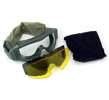 Тактическая защитная маска очки со сменными линзами 3 цвета чехлом для хранения 20х7.9х2.5 см (476043-Prob)