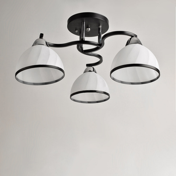 Люстра стельова Light House SH-19284/3 CR+BK 460*480*220 E27*3 колір чорний + хром, білі плафони з облямівкою