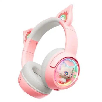 Дитячі ігрові бездротові навушники Onikuma B5 c RGB підсвічуванням та вбудованим мікрофоном Рожевий