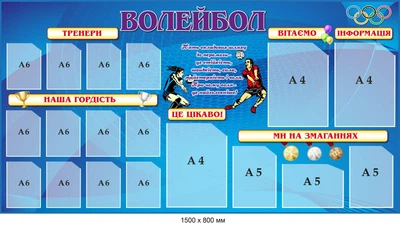 Стенд для спортивної школи «Волейбол» синій д-2145723