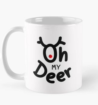 Чашка Керамічна Кружка з принтом Oh my Deer мій олень Біла 330 мл