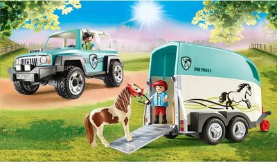 Zestaw figurek do zabawy Playmobil Car with Pony Trailer (4008789705112)
