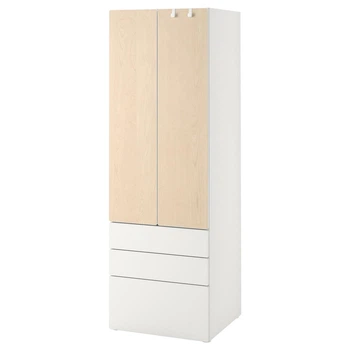 Гардероб ИКЕА СМОСТАД / ОПХУС, белый, с 3 ящиками, 60x57x181 см, 394.308.53