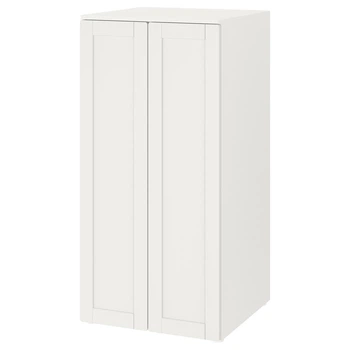Гардероб ІКЕА ЗМОСТАД/ОПХУС, білий з рамою, з 3 полицями, 60x57x123 см, 594.833.55
