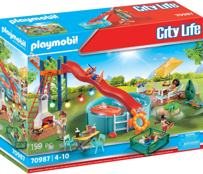 Zestaw figurek do zabawy Playmobil City Life Przyjęcie przy basenie ze zjeżdżalnią (4008789709875)