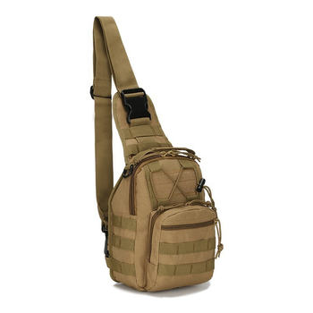 Тактичний штурмовий військовий рюкзак сумка з одного лямкою Armour Tactical М3 Oxford 600D (з системою MOLLE) 5 літрів Койот