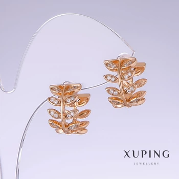 Серьги Xuping «Веточки» с белым цирконом, длина 15 мм, толщина 9 мм, позолота 18К, ida57030
