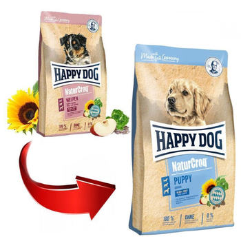 Сухой корм для собак Happy Dog Premium Naturcroq WELPEN для щенков всех пород от 4 недель до 6 месяцев и кормящих собак 15 кг