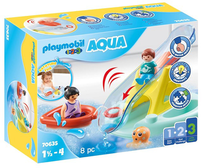 Zestaw figurek do zabawy Playmobil 1.2.3 Aqua Plywajaca wyspa ze zjeżdżalnią (4008789706355)