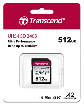 Карта памяти Transcend SD 512GB C10 UHS-I U3 A2 (TS512GSDC340S)