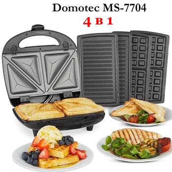 Мультимейкер 4 в 1 Domotec MS-7704 Гриль Сэндвичница Орешница Вафельница мощностью 1000 Вт