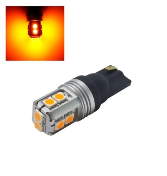 Светодиодная лампа Т10 W5W 10SMD 3030 с обманкой и драйвером 12V Желтая (10115)