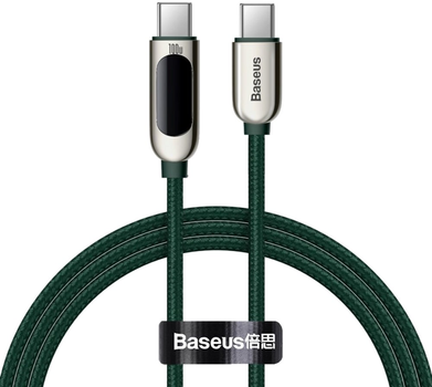 Kabel Baseus Display Fast Charging Data Cable Type-C to Type-C 100W 1 m Zielony (CATSK-B06)