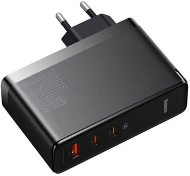 Мережевий зарядний пристрій Baseus GaN5 Pro 140W (2 x Type-C + USB) + Кабель Type-C + Type-C) Black (CCGP100201)