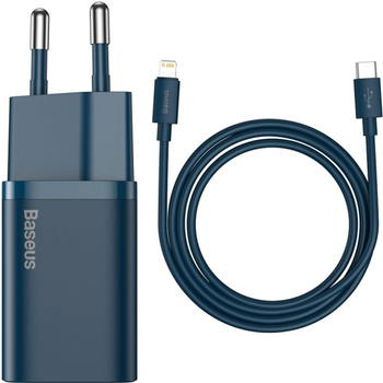Мережевий зарядний пристрій Baseus Super Si Quick Charger 1C 20W EU Sets Blue (with cable) (TZCCSUP-B03)