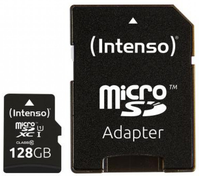Карта памяти Intenso microSDXC 128GB Class 10 UHS-I + SD адаптер (3423491)