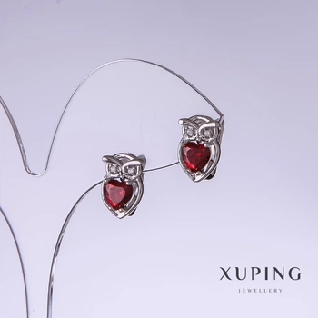 Серьги Xuping «Совы» с красными цирконами, длина 13 мм, толщина 9 мм, родий, ida56917