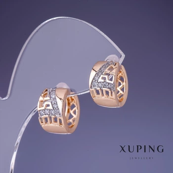 Сережки Xuping 14х8мм «позолота 18К» с белыми стразами, ida55732