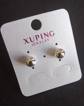Сережки пусети кульчики Xuping Кулька, діаметр 8мм родій, ida55790
