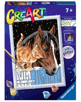 Картина за номерами Ravensburger CreArt Кінь і кошеня 18 x 24 см (4005556202171)