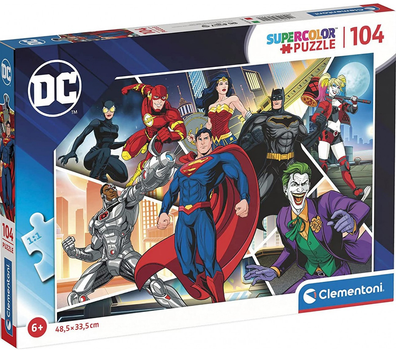 Puzzle Clementoni Super color Dc Comics Justice 48.5 x 33.5 cm 104 elementów (8005125257225)