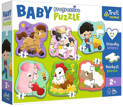 Zestaw puzzli Trefl Baby Progressive Zwierzęta na farmie 6 x 22 elementy (5900511440003)