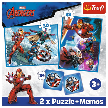 Набір пазлів + картки Trefl Marvel Avengers Герої у дії 48+30 деталей (5900511933338)
