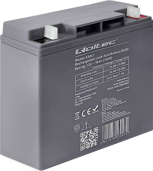 Акумуляторна батарея Qoltec AGM 12V 18Ah max. 270A 53047 (5901878530475)