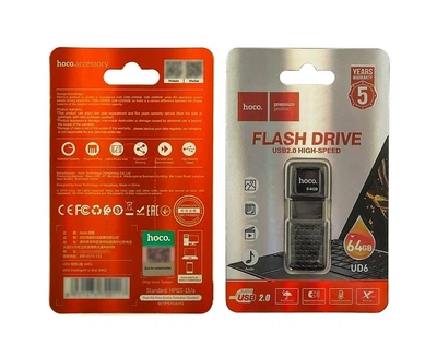Флеш пам'ять USB Hoco UD6 USB 2.0 64GB Black USB накопичувач 64ГБ КОД: 37750