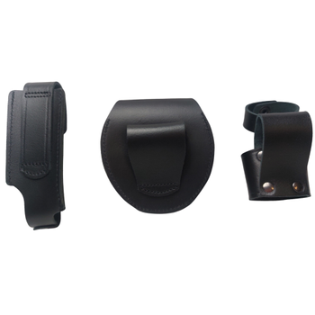 Комплект полицейского ВОЛМАС кожаный чехол для наручников + чехол для газового балончика Терен-4 + держатель дубинки (КП-2)