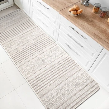 Прорезиненный Безворсовый Коврик на Кухню Kitchen 19246101 Кремовый+Бежевый 67х200 см