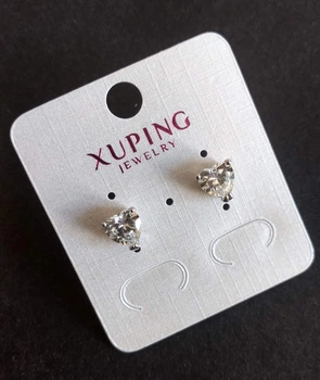Сережки Xuping Сережки пусети кульчики Сердечка, діаметр 8мм, довжина 8мм колір родій, ida55482