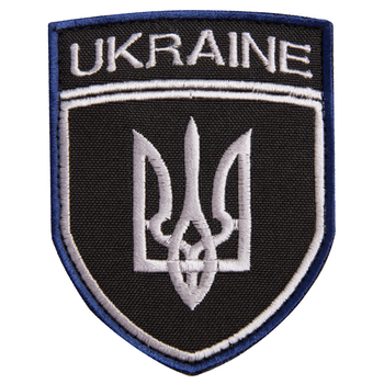 Шеврон нашивка на липучці Тризуб України UKRAINE, вишитий патч 7х9 см