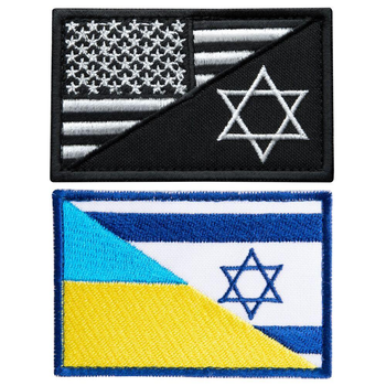Набір шевронів 2 шт на липучці Прапор України та Ізраїлю, США, вишитий патч (800029906) TM IDEIA