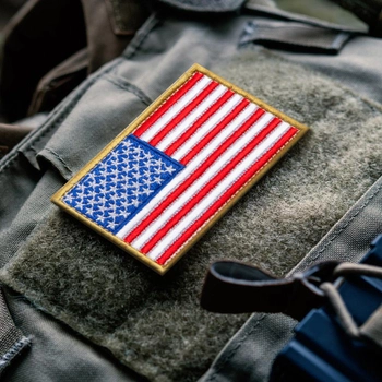 Набор шевронов 2 шт на липучке Флаг США цветной и серый, вышитый патч нашивка 5х8 см (800029838) TM IDEIA