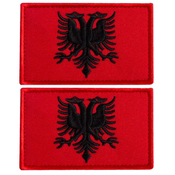 Набор шевронов 2 шт на липучке Флаг Албании, вышитый патч нашивка 5х8 см (800029840) TM IDEIA