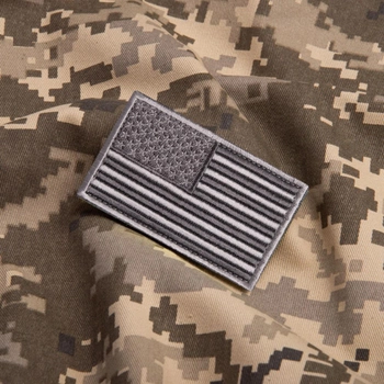 Набор шевронов 2 шт с липучкой Флаг США серый, вышитый патч 5х8 см (800029788) TM IDEIA