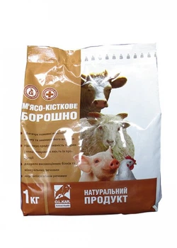 Борошно М'ясо кісткове O.L.KAR. для собак котів та сільськогосподарських тварин 1кг