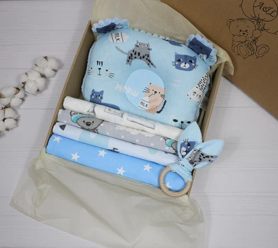 Набор пеленок для новорожденных a.l.babybox Котики Голубой