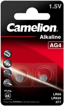 Батарейка Camelion AG4 Button cell BP2 2 шт. (C-12050204) (4260216454622)