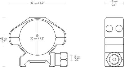 Кільця Hawke Precision Steel. d - 30 мм. Low. Weaver/Picatinny